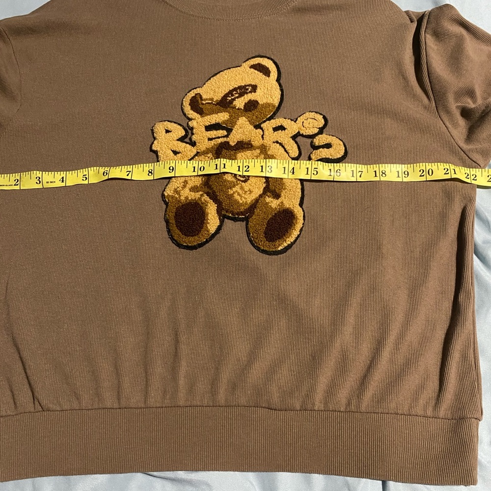 🔥🔥Moschino Original Couture Velvet BEAR? Logo Brown Classic Crewneck Sweater - Picture 5 of 6